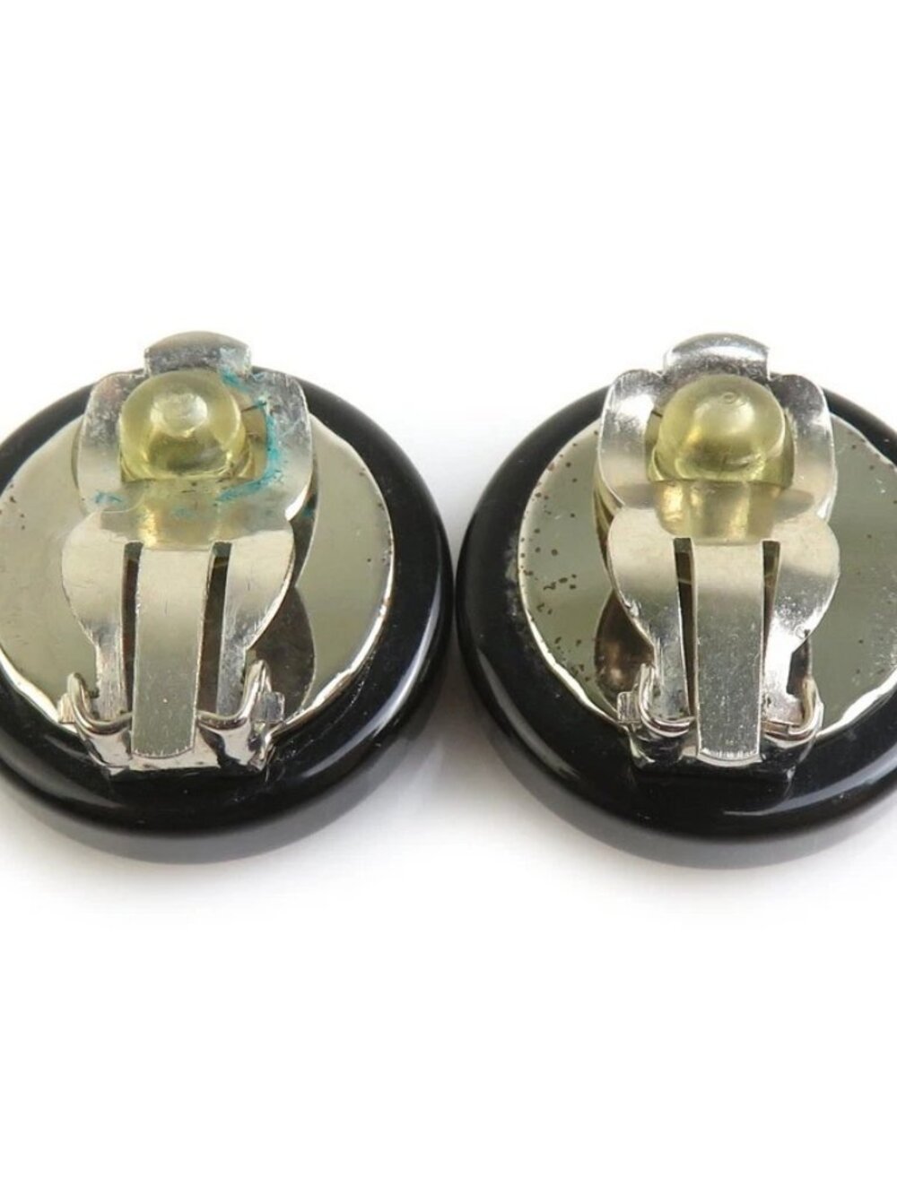 Auth CHANEL CC Logo Earrings Black/Silver Metal/Resin - Picture 4 of 8
